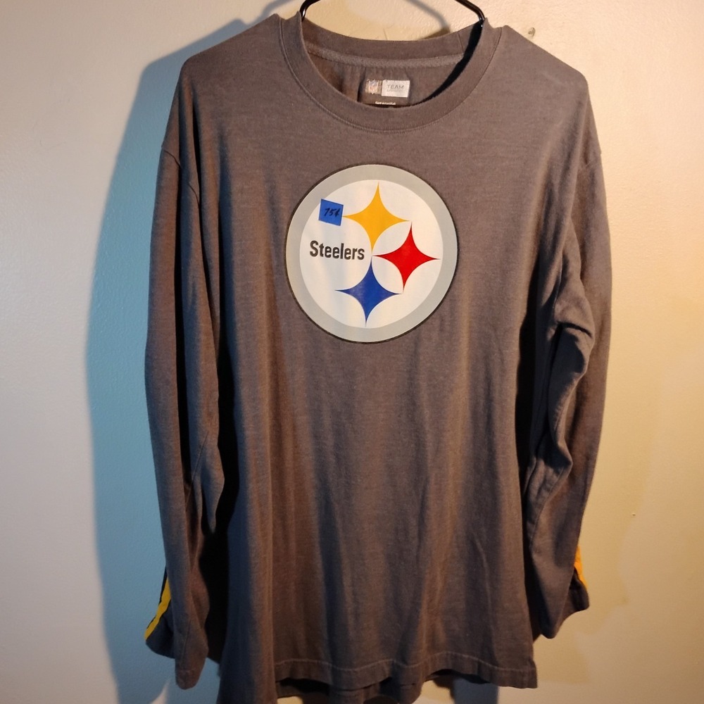 Pittsburgh Steelers NFL Apparel Long Sleeve Logo Sewn Stripe Sleeves Mens Large - Picture 3 of 16